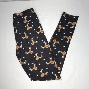 Charlies Project Women's Leggings Size 4-10 Tween Reindeer Theme